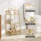 Gold Tempered Glass Bathroom Shelf with 3 Tiers and Guardrails